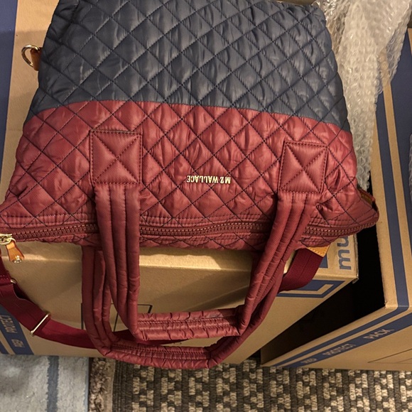 MZ Wallace Burgundy and Navy Quilted Tote #102- shoulder/Crossbody